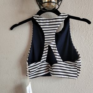 NEW Carve Designs Sanitas reversible swim top navy stripe